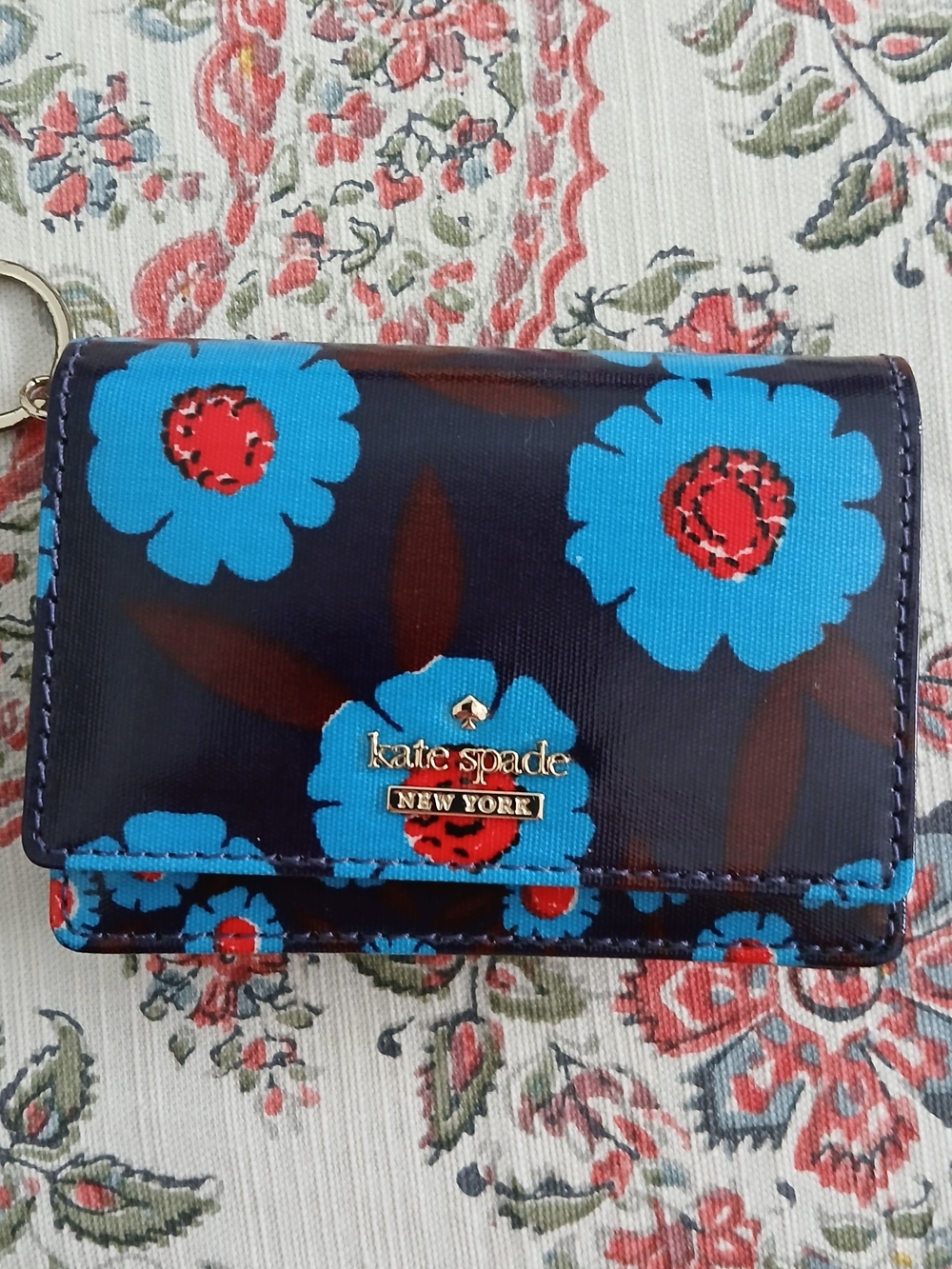 kate spade Blue Floral Card Holder Wallet